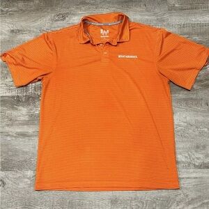 Whataburger Striped Polo Shirt Mens Medium Orange Embroidered Logo Work